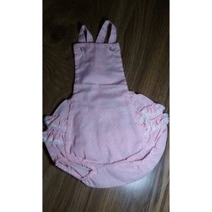 Vtg Baby Girl Lily Kids  Pink Bubble Romper Ruffle Bottom size 9 Months